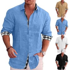 Mens Cotton Linen Shirt Smart