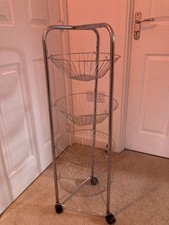 Kitchen Trolley Four Tier Vegetable Fruit Basket Storage Rack Stand With Wheels