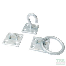 HEAVY DUTY Galvanised HOOK/RING/STAPLE On Plate 50mm Large Tie/Tether Rope/Chain