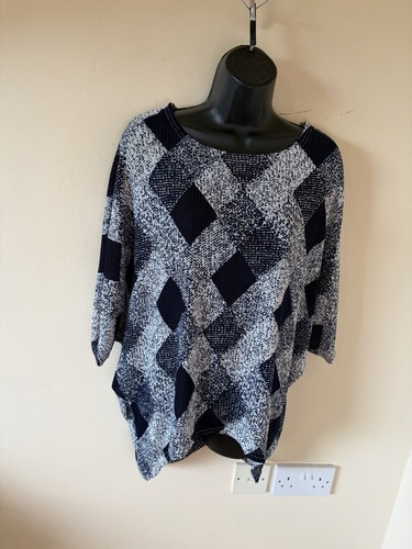 Blue white knitted - blue/white, batwing
