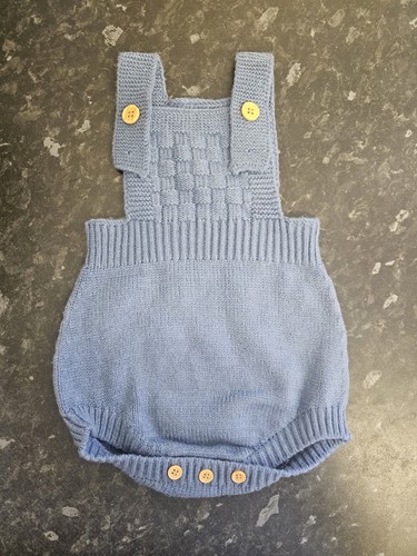 Baby boy blue knitted romper - knitted,