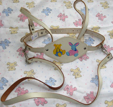 Leather Baby Safety Walking Reins  Vintage Pram Harness MOTHERCARE Teddy Bunny