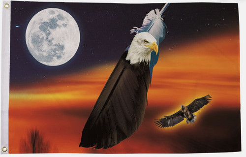 Eagle feather moon - flag, x
