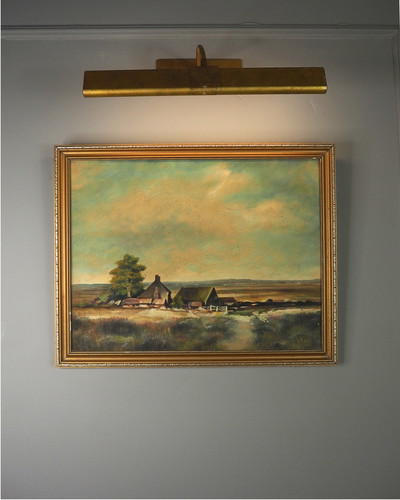 Vintage farmhouse oil painting - farmhouse,