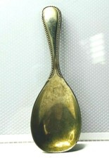 Antique Nickel Silver Tea caddy Spoon beaded design 9 cm's long 
