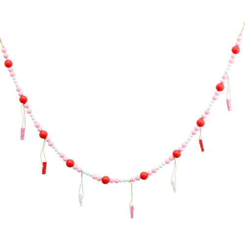 Wood bead garland with tassels - bead,