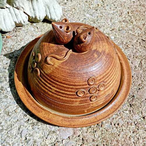 Handmade pottery mouse cheese - pottery,