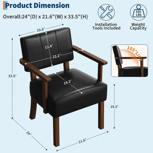 Leather armchair retro - pu,