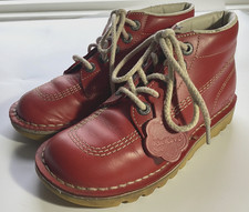 Kickers Kick Hi Boots Red Leather Women’s Size UK 5 EUR 38 – Classic Retro Style