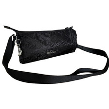 KIPLING Shoulder Bag Black Monogram Monkey Crossbody Charm Pattern Long Straps