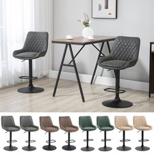 Adjustable Bar Stools Set of 2, Retro Swivel Kitchen Stool with Back, Footrest