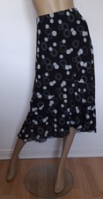 Beautiful Floaty Skirt Size 18 By Bonmarche NWOT Elasticated Lined Black Pattern