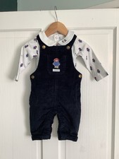 BABY BOYS 3-6 MONTHS PADDINGTON BEAR DUNGAREES OUTFIT, SET, BUNDLE COMBINE POST