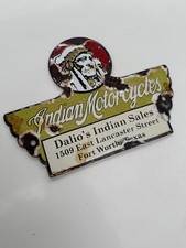INDIAN MOTORCYCLES-Enamel Advertising Sign-classic bike garage man cave workshop