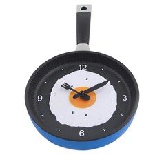 Frying Pan Shape Wall Clock with Egg Hanging Kitchen Ornament for Valentine's