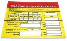 Wheel Change Notice Tag, Card