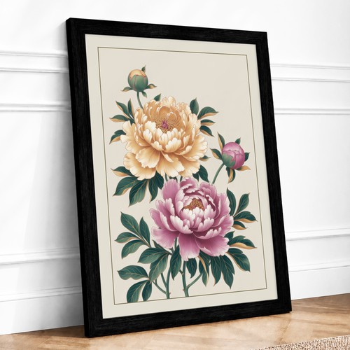 Peony study botanical framed - study,