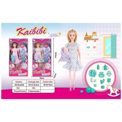 Pregnant doll with accessories - pregnant,