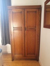 Vintage Oak Art Deco Wardrobe Hall Cupboard