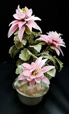 Vintage Jade And Pink Glass Bonsai Tree