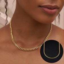 Women Choker Necklace 6MM Thick 18ct Gold Plated Cuban Curb Link Chain 16 inch