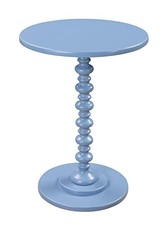  Palm Beach Spindle Table 17.75" - Traditional Round End Table for Living Blue
