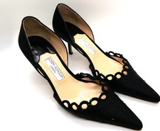 VINTAGE JOSEPH AZAGURY LONDON BLACK SATIN SLIP ON EVENING SHOES UK7  EU40