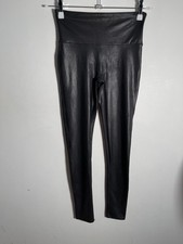 SPANX black luxe leggings M 12 14 VGC shiny leather look
