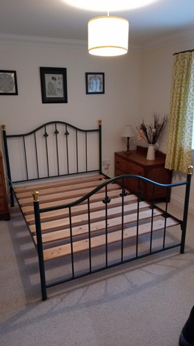 Metal double bedstead green - metal,