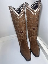 Zara Brown Embroidered Suede