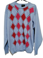 BNWT Glenmuir Blue Pink Red Diamonds Jumper Size M Lambswool