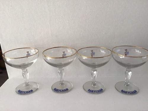 Four babycham glasses - four, white