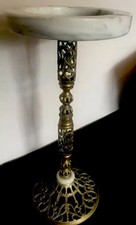 Marble floor standing Ashtray with brass Base Vintage Unique