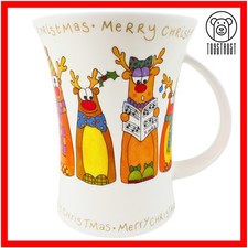 Dunoon Christmas Crackers Mug Fine Bone China Reindeer Sarah Mercer England DS3