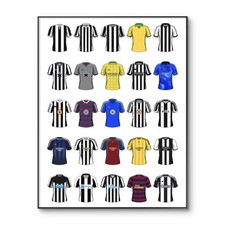 Newcastle United Poster, Newcastle Football Shirt, Classic Kit, A4 Print