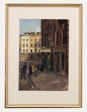 John Linfield (b.1930) - 1949 Oil, Wolverhampton Street Scene