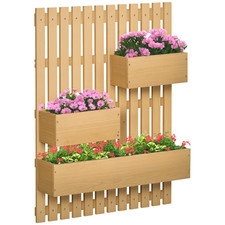 Outsunny Wooden Garden Planters with Trellis Wall-mounted Raised Garden Bed