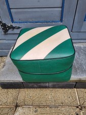 Vintage Green and White Leather Footstool Retro 70s