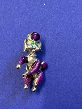 Vintage Purple Metal Poodle Dog Brooch With Enamel & Rhinestones  3 Cm Tall