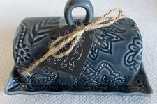 Stoneware Butter Dish in Blue by Brocante