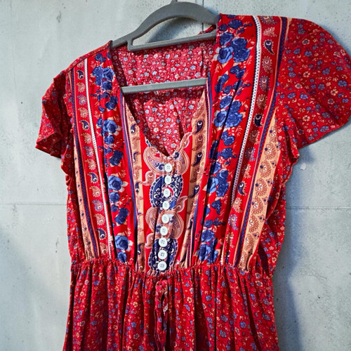 Red blue floral - floral, skater