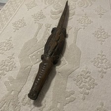 Vintage Wooden Crocodile Carved Ornament Jungle Animal Collector Model