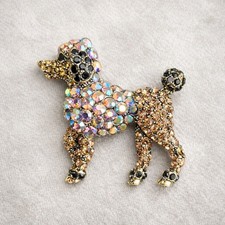 Poodle Dog Brooch Gold Tone