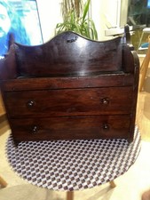 Small Antique Oak Wooden 2 Drawer Cabinet Chest Hanging Freestanding Rustic