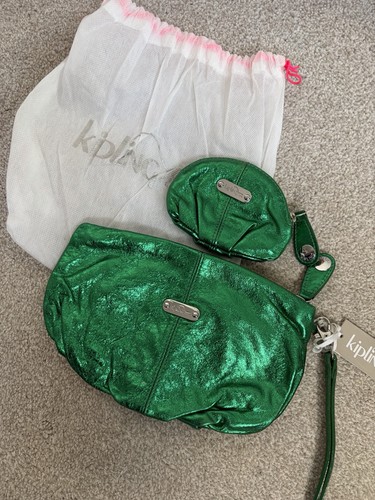 Kipling green clutch - green,