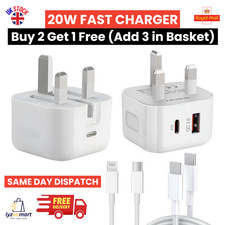 For iPhone 17 16 15 14 13 12 Pro Max X Fast 20W USB-C PD Plug Charger and Cable