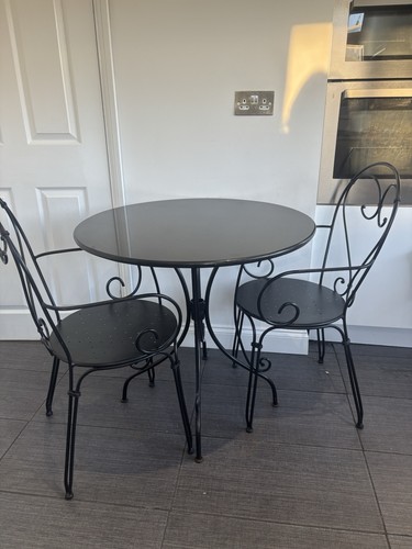 Granite black table and chairs - granite,