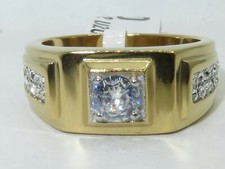 Mens pinky ring gold cz signet