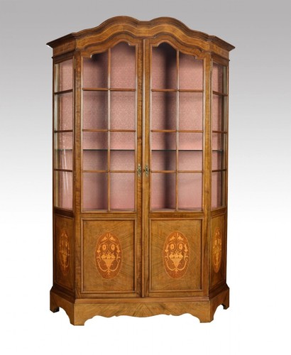 Walnut inlaid display cabinet - walnut,