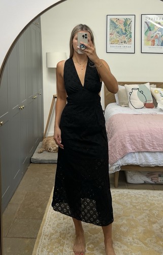 Zara black cutwork embroidery - black,